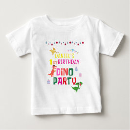 Camiseta Para Bebê Festa de aniversário de Dino Dinossaur Moderno e B