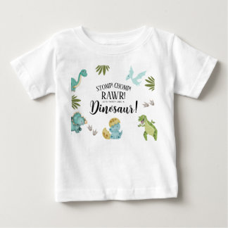 Camiseta Para Bebê Festa de Aniversário de Dinossauro
