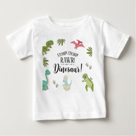 Camiseta Para Bebê Festa de Aniversário de Dinossauro