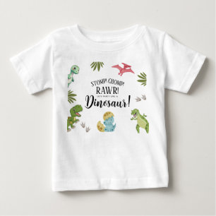 Camiseta Para Bebê Festa de Aniversário de Dinossauro