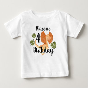 Camiseta Para Bebê Festa de Aniversário de Dinossauro Aquarela