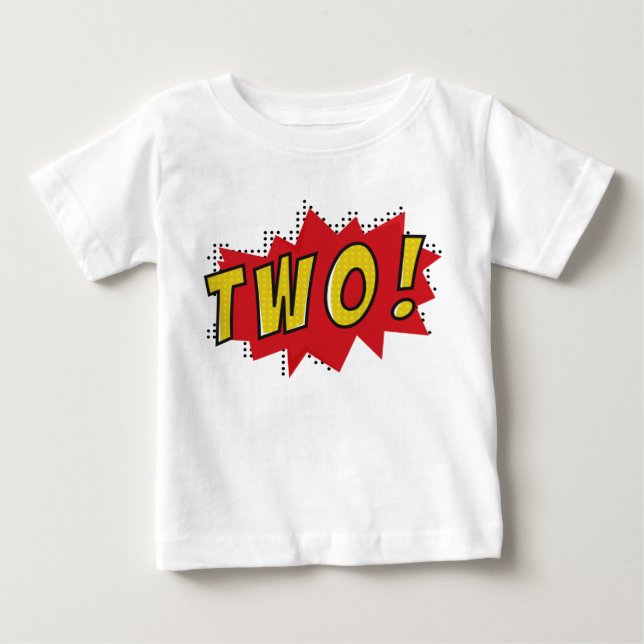 Camiseta Para Bebê Festa de aniversário de dois anos de super-herói p (Frente)