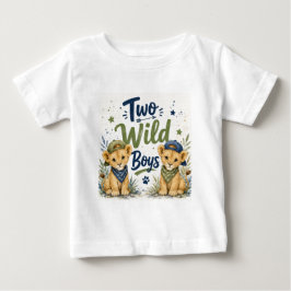 Camiseta Para Bebê Festa de Aniversário de Dois Meninos Selvagens