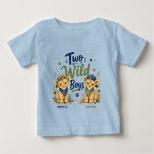 Camiseta Para Bebê Festa de Aniversário de Dois Meninos Selvagens