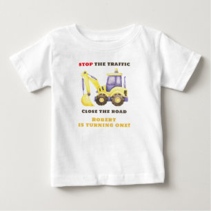 Camiseta Para Bebê Festa de aniversário de Escavador de Caminhão de C