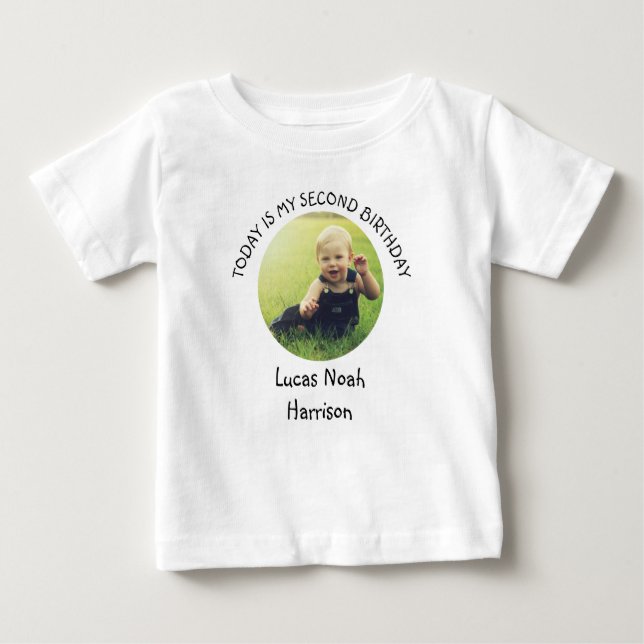 Camiseta Para Bebê Festa de aniversário de Fotografias Redondas com N (Frente)
