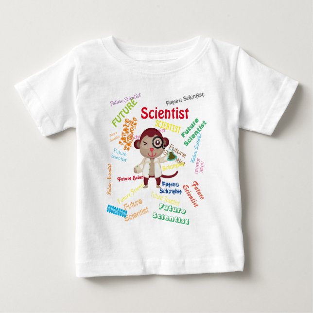 Camiseta Para Bebê Festa de aniversário de Macacos do Futuro Cientist (Frente)