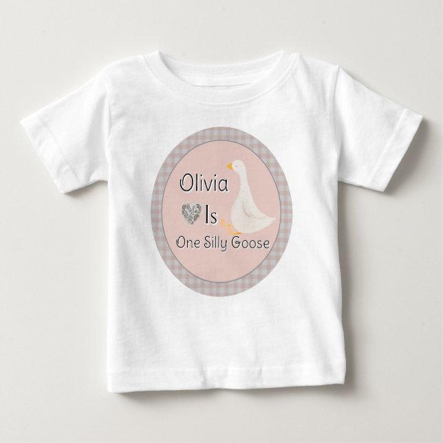 Camiseta Para Bebê Festa de Aniversário de Menina Ganso Tolo de Ginga (Frente)