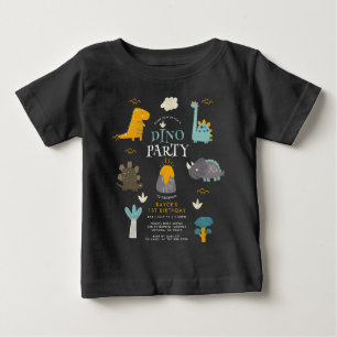 Camiseta Para Bebê Festa de Aniversário de Menino com Dinossauros Fof