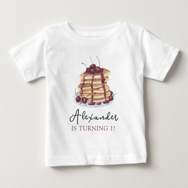 Camiseta Para Bebê Festa de aniversário de Panquecas de Aquarela (Frente)