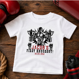 Camiseta Para Bebê Festa de Aniversário de Primeira Nocaute no Boxe