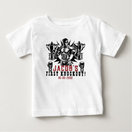 Camiseta Para Bebê Festa de Aniversário de Primeira Nocaute no Boxe