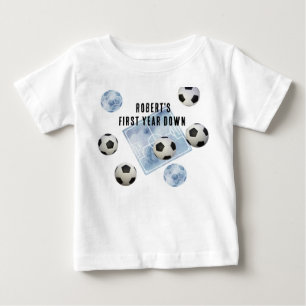 Camiseta Para Bebê Festa de Aniversário de Primeira Queda no Futebol