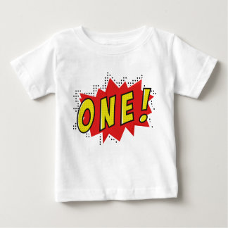 Camiseta Para Bebê Festa de aniversário de um ano de super-herói para
