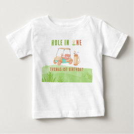 Camiseta Para Bebê Festa de Aniversário de Um Ano Hole In One
