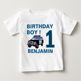 Camiseta Para Bebê Festa de Aniversário do Carro da Polícia