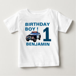 Camiseta Para Bebê Festa de Aniversário do Carro da Polícia