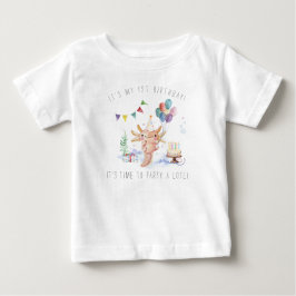 Camiseta Para Bebê Festa de Aniversário do Cute Axolotl em Aquarela