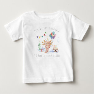 Camiseta Para Bebê Festa de Aniversário do Cute Axolotl em Aquarela