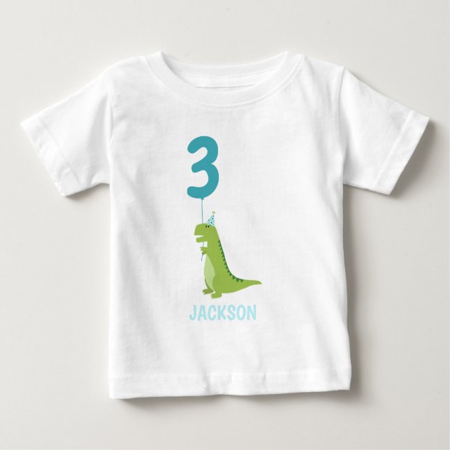 Camiseta Para Bebê Festa de aniversário do Dinossauro T-Rex (Frente)
