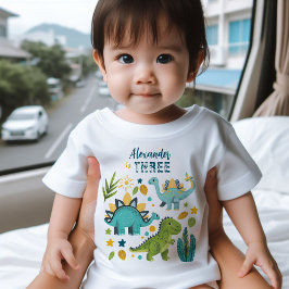 Camiseta Para Bebê Festa de Aniversário do Dinossauro T rex