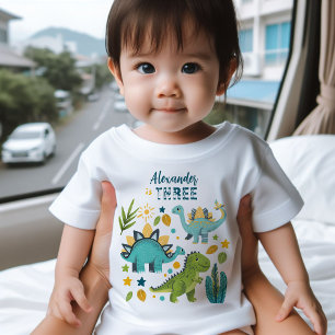 Camiseta Para Bebê Festa de Aniversário do Dinossauro T rex