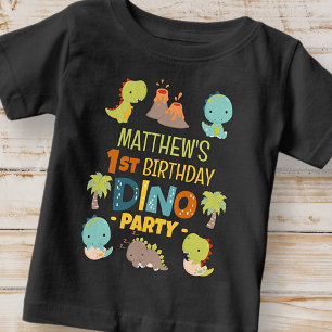 Camiseta Para Bebê Festa de aniversário do Moderno Cute Dino Dinosaur