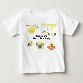 Camiseta Para Bebê Festa de aniversário do primeiro dia das abelhas a