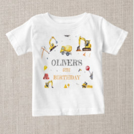 Camiseta Para Bebê Festa de aniversário do Tema de Construção