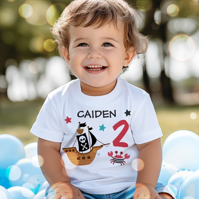 Camiseta Para Bebê Festa de aniversário do tesouro de navio pirata (Criador carregado)
