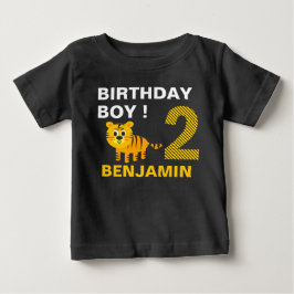 Camiseta Para Bebê Festa de Aniversário do Tigre Bonito 2º Segundo