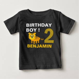Camiseta Para Bebê Festa de Aniversário do Tigre Bonito 2º Segundo