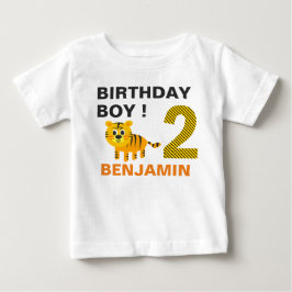 Camiseta Para Bebê Festa de Aniversário do Tigre Bonito 2º Segundo