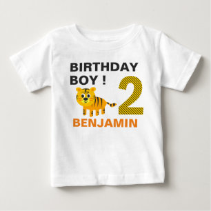 Camiseta Para Bebê Festa de Aniversário do Tigre Bonito 2º Segundo