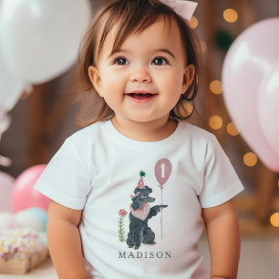 Camiseta Para Bebê Festa de aniversário fofa cachorrinho Poodle cacho