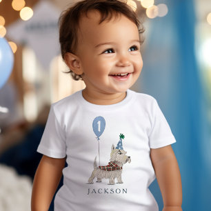 Camiseta Para Bebê Festa de aniversário fofa cachorrinho Terrier pers