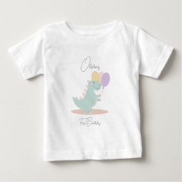 Camiseta Para Bebê Festa de aniversário Lilar Azul Rosa Dinossauro