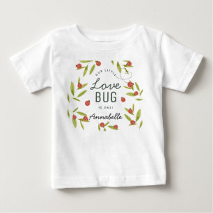 Camiseta Para Bebê Festa de Aniversário Little Love Bug Joaninhas e F