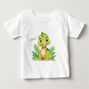 Camiseta Para Bebê Festa de aniversário meninos dinossauro fofo zooló