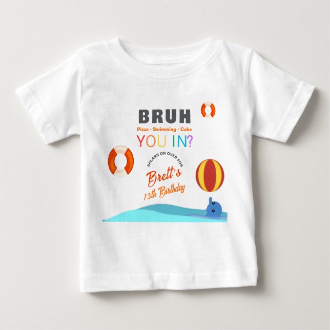 Camiseta Para Bebê Festa de Aniversário na Piscina do Parceiro (Frente)