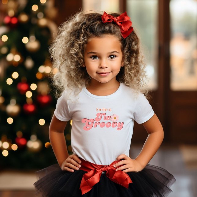 Camiseta Para Bebê Festa de Aniversário Retro Groovy de Margarida (Criador carregado)