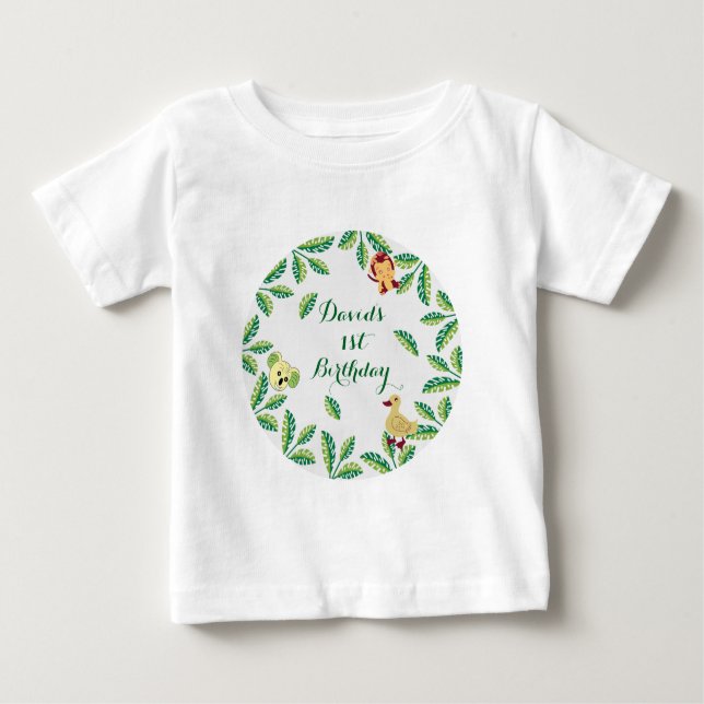 Camiseta Para Bebê Festa de aniversário Safari personalizável (Frente)