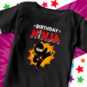 Camiseta Para Bebê Festa de Aniversário Super Ninja ao Estilo Quadrin