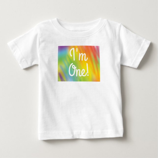 Camiseta Para Bebê Festa de aniversário Tie Dye Rainbow (Frente)