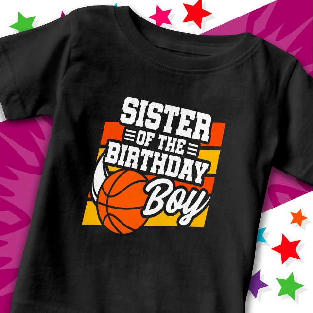 Camiseta Para Bebê Festa de Basquete Infantil Irmã do Aniversariante (Criador carregado)