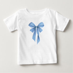 Camiseta Para Bebê Festa de Chá de Bebê Menino com Laço Azul Suave