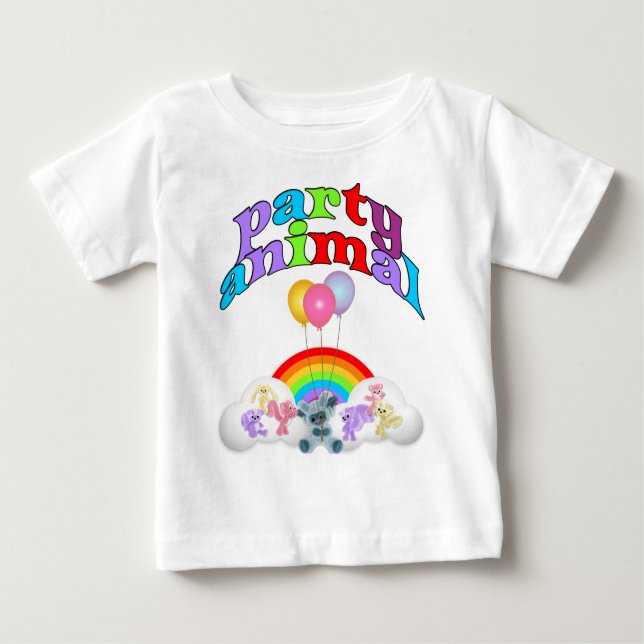Camiseta Para Bebê Festa de diversão animal (Frente)