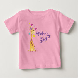 Camiseta Para Bebê Festa de Garota Aniversário de criança Giraffe Cuj