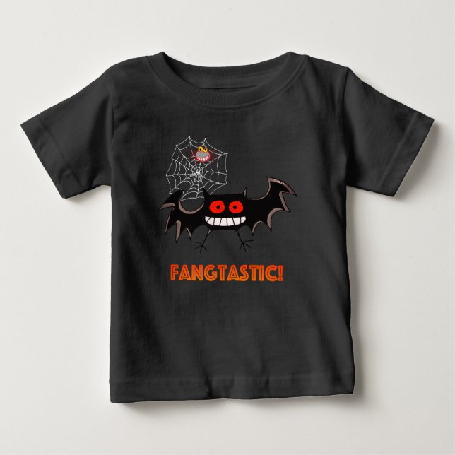 Camiseta Para Bebê Festa de Halloween Fangtástica Assustadora (Frente)