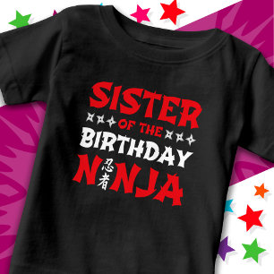 Camiseta Para Bebê Festa de Karate Divertida Irmã Ninja do Aniversári